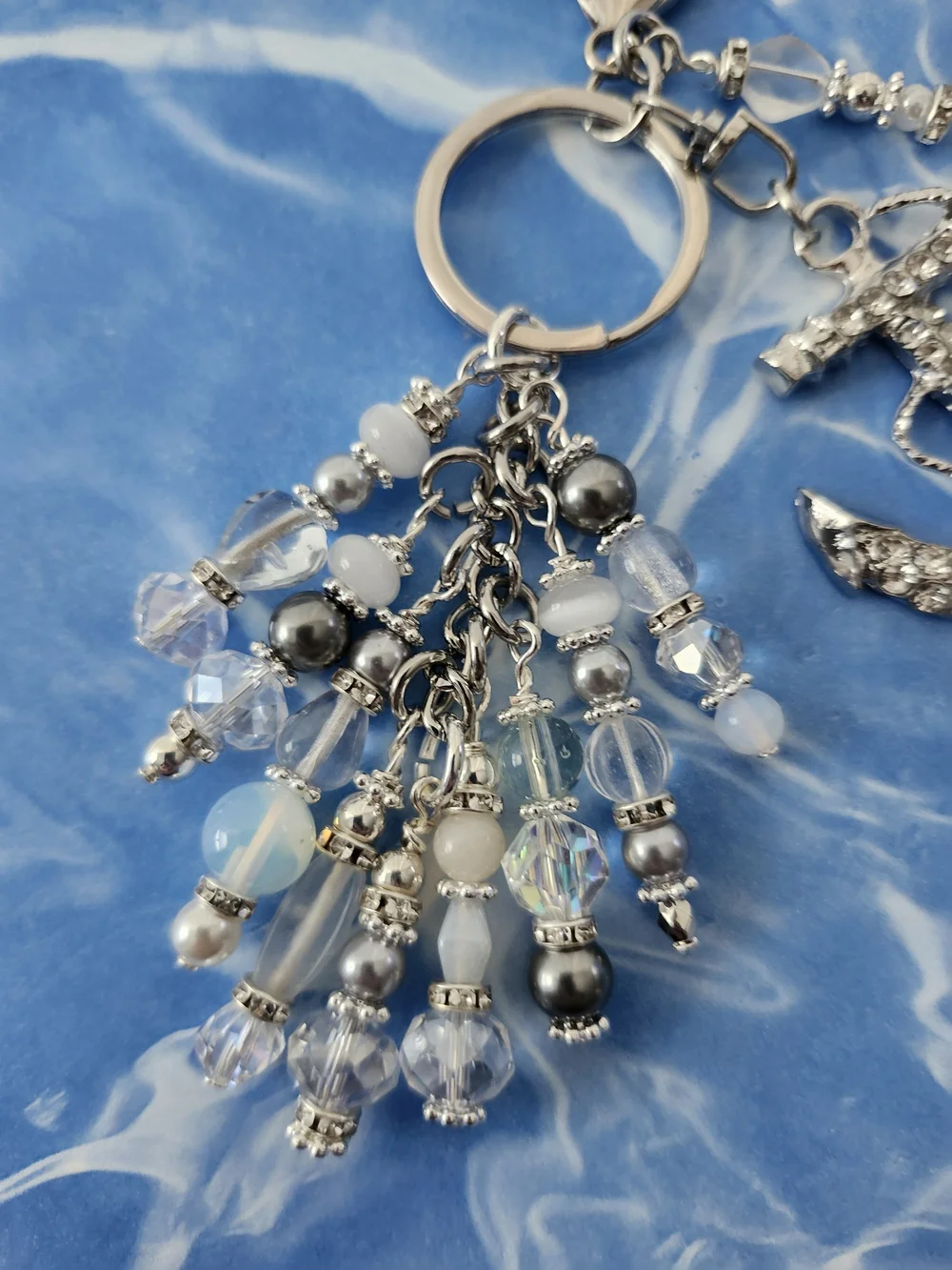Cruise Anchor Purse Charm or Keychain Opal Crystal Rhinestone Handcrafted